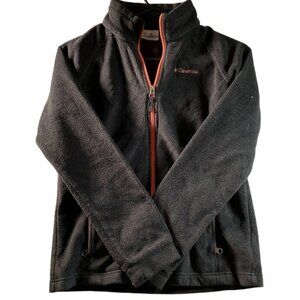 Columbia Jacket Womens Large Black Full Zip Fleece‎ Outdoor Hiking Layer Warm